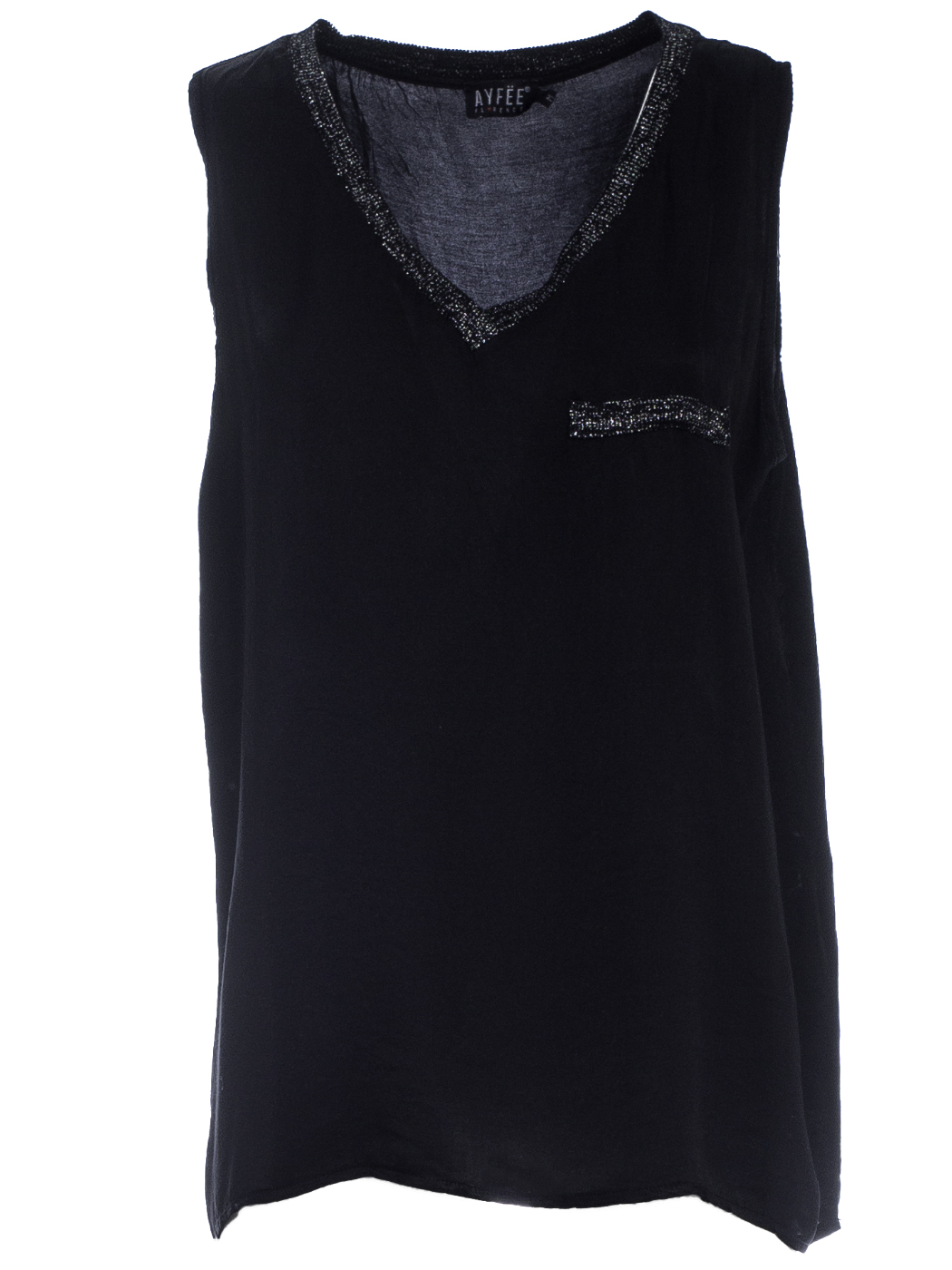 TOP SCOLLO A V LUREX, 4TG - BLACK